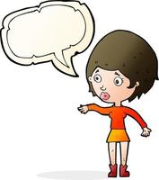 cartoon concerned woman reaching out with speech bubble vector