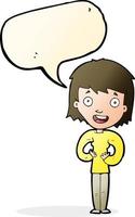 cartoon happy woman with speech bubble vector