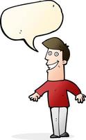 cartoon grinning man with speech bubble vector