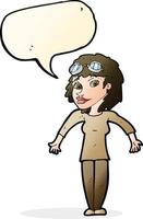 cartoon woman wearing goggles with speech bubble vector
