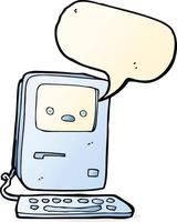 cartoon old computer with speech bubble vector