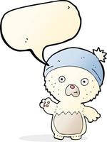 cartoon cute teddy bear in hat with speech bubble vector