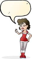 cartoon woman making dismissive gesture with speech bubble vector