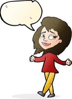 stress free woman cartoon with speech bubble vector