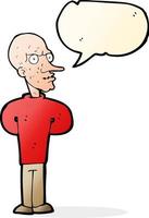 cartoon evil bald man with speech bubble vector