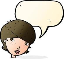 cartoon friendly woman with speech bubble vector