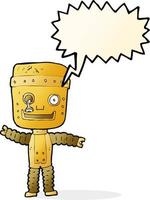 robot de oro divertido de dibujos animados con burbujas de discurso vector