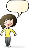 cartoon excited woman with speech bubble vector