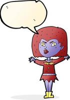 cartoon vampire girl with speech bubble vector