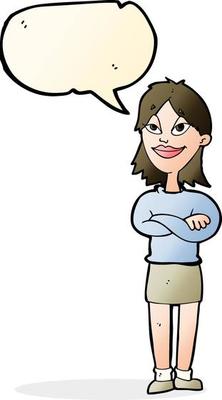 cartoon proud woman with speech bubble