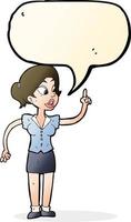 cartoon woman with great idea with speech bubble vector