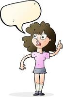 cartoon woman making point with speech bubble vector