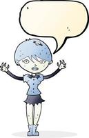 cartoon vampire girl with speech bubble vector