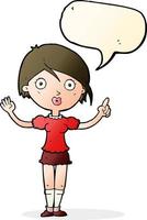 cartoon girl asking question with speech bubble vector