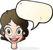 cartoon happy woman with speech bubble vector