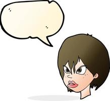 cartoon annoyed woman with speech bubble vector