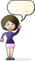 cartoon woman with idea with speech bubble vector