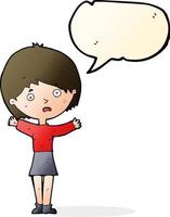 cartoon worried woman with speech bubble vector