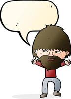 cartoon happy man with beard with speech bubble vector