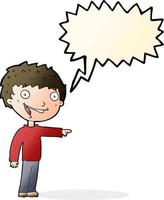 cartoon happy boy laughing with speech bubble vector