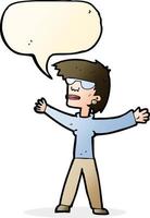 cartoon woman wearing glasses with speech bubble vector