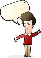 cartoon man narrowing eyes with speech bubble vector