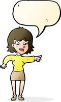 cartoon woman pointing with speech bubble vector