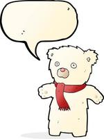 cartoon cute polar bear with speech bubble vector