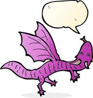 cartoon little dragon with speech bubble vector