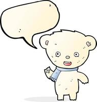 cartoon cute polar bear with speech bubble vector