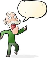 cartoon frightened old man with speech bubble vector