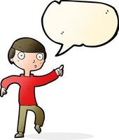 cartoon boy pointing with speech bubble vector