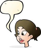 cartoon friendly woman with speech bubble vector