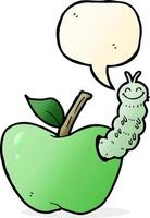 cartoon apple with bug with speech bubble vector