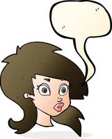 cartoon pretty surprised woman with speech bubble vector