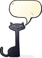 gato negro de dibujos animados con burbujas de discurso vector