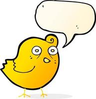 funny cartoon bird with speech bubble vector