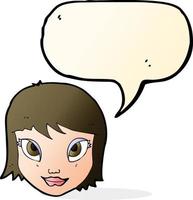 cartoon female face with speech bubble vector