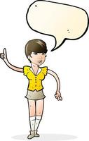 cartoon pretty girl asking question with speech bubble vector