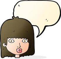 cartoon surprised woman with speech bubble vector