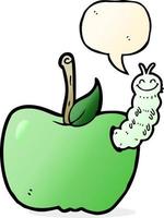cartoon apple with bug with speech bubble vector