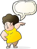 cartoon happy overweight lady with speech bubble vector