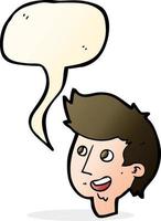 cartoon happy boy face with speech bubble vector