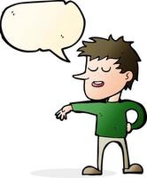 cartoon man making dismissive gesture with speech bubble vector