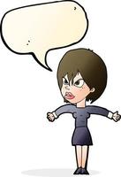 cartoon annoyed girl with speech bubble vector