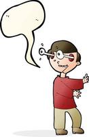 cartoon boy with popping out eyes with speech bubble vector