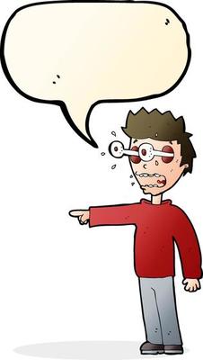cartoon man with popping out eyes with speech bubble