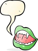 cartoon vampire lips with speech bubble vector