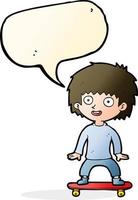 cartoon boy on skateboard with speech bubble vector