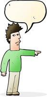 cartoon man pointing with speech bubble vector